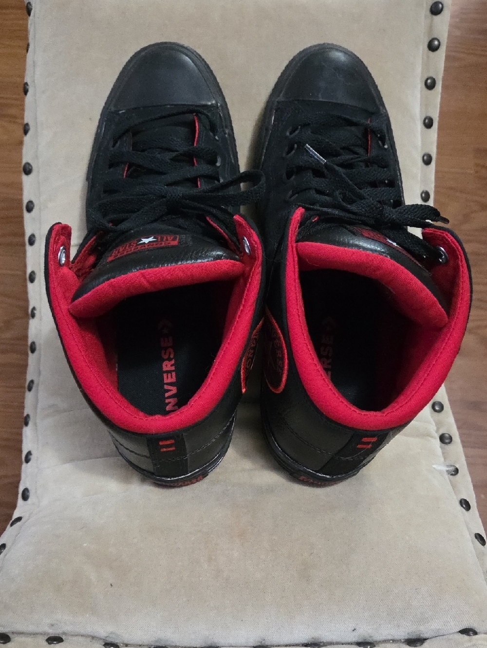 Converse Women’s Size 11 Black High-Top Sneakers with Red Lining